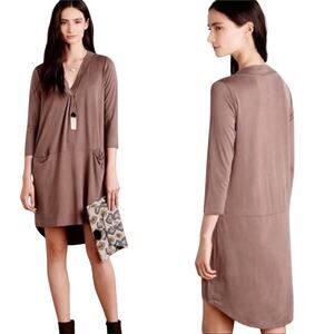 Anthropologie Womens Dolan Teegan brown soft dress with pockets Small